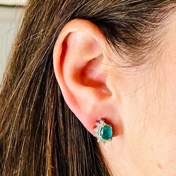 Natural Emerald Diamond Earrings 14k W Gold 2.77 TCW Certified $6,950 211898 - Picture 3 of 7